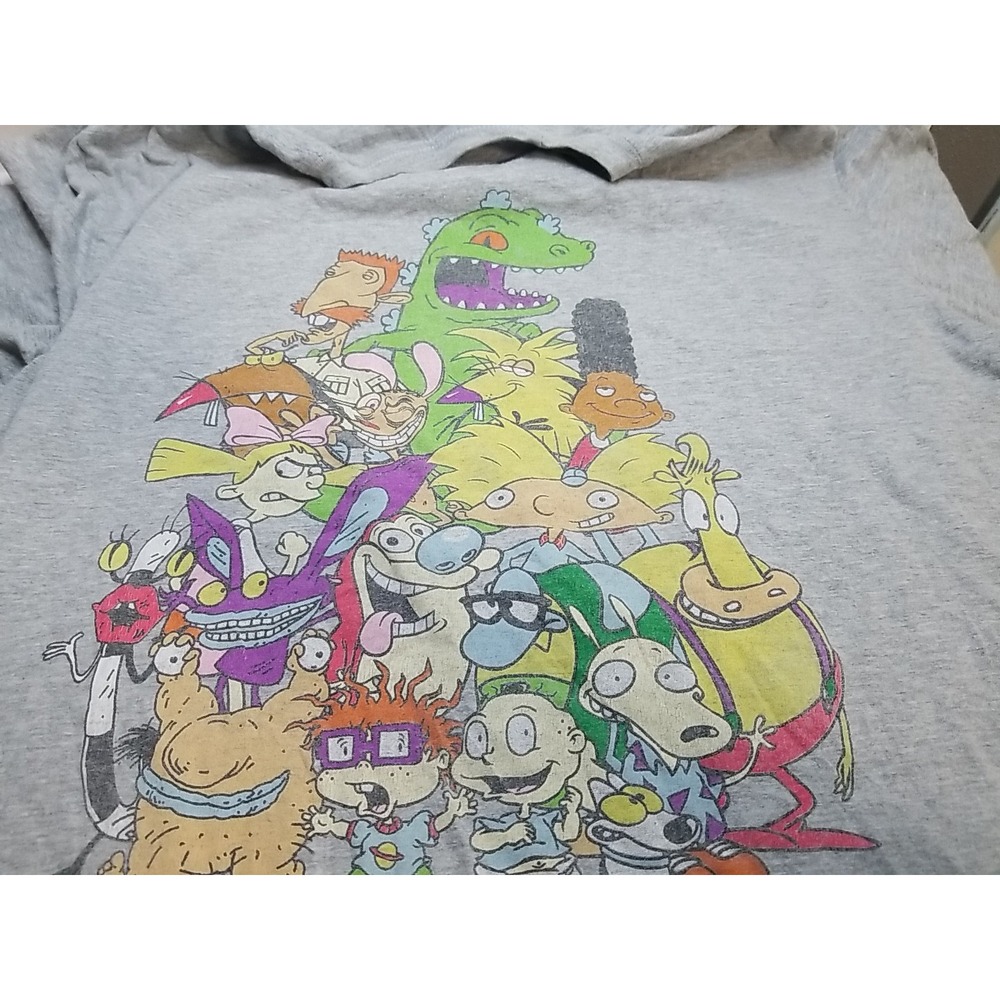 Nickelodeon Rugrats Hey Arnold Viacom 2016 Mens Gray T-Shirt XL Short Sleeve